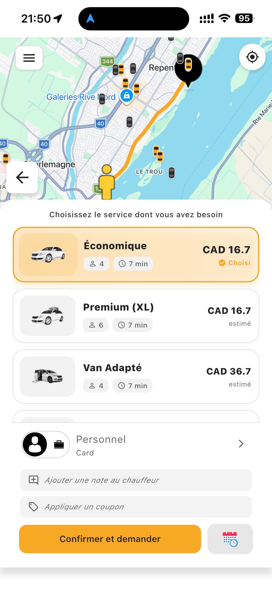 Application Taxi HITS - réservation de course à Repentigny